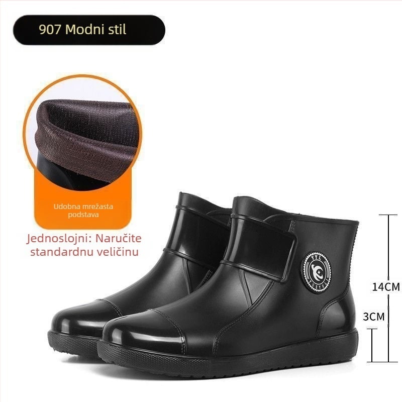 Gumene čizme za muškarce, za odrasle, vanjske vodootporne, neklizajuće vodene cipele, kratke gumene čizme s debelim dnom, otporne na habanje, za kuhinju, pranje automobila, dostavu hrane i pića