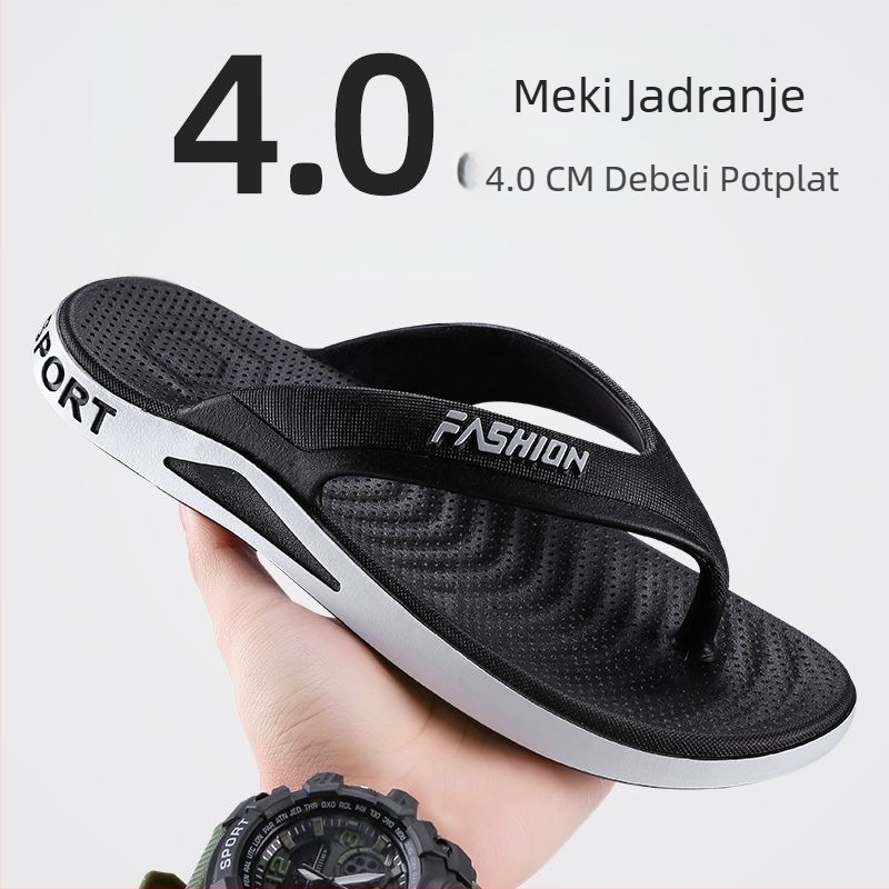 Muške ljetne papuče s debelim potplatom, protuklizne japanke, muške super mekane vanjske cipele za dom, kupaonicu, otporne na habanje, ljetne sandale