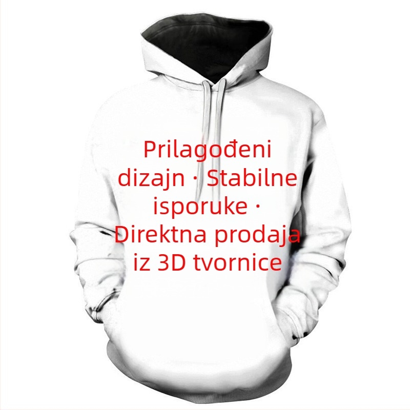 Proljeće i jesen 2024. Nova prekogranična majica s kapuljačom, europski i američki stil, modna, univerzalna, s 3D printom, muška, udobna, vintage, s kapuljačom