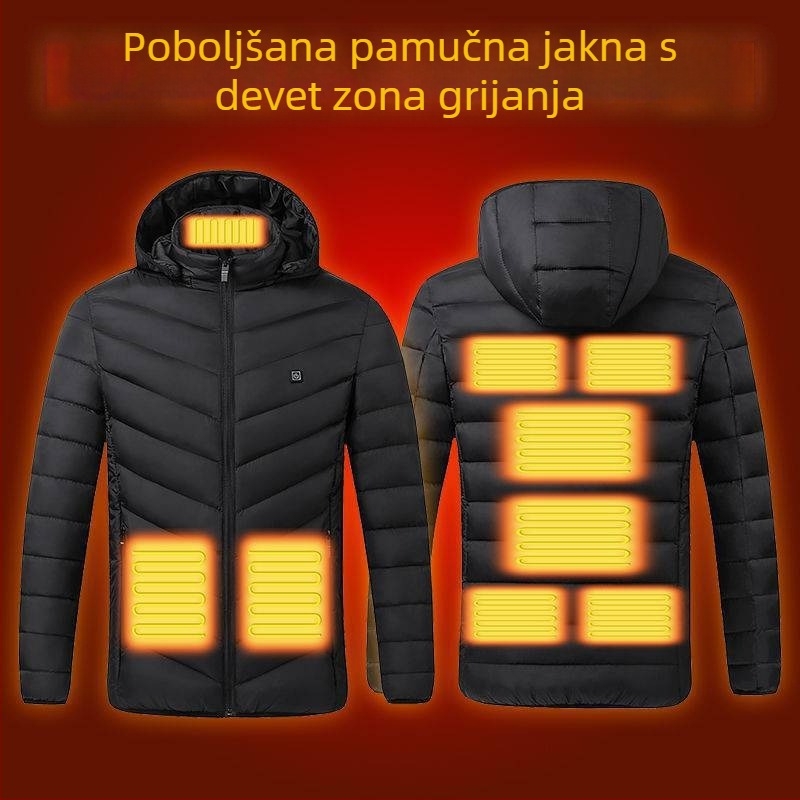 Nova tehnologija električnog grijanja, pamučno podstavljene jakne za muškarce i žene, pametno grijanje, pamučno podstavljena odjeća, punjenje, grijanje cijelog tijela, zimski kaput