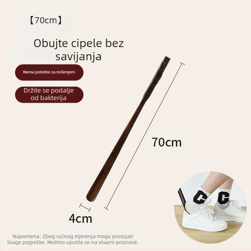 Izvlakač cipela od punog drveta za kućanstvo s dugom ručkom za starije osobe za trudnice, ne savija se, izvlači se za cipele, nosi se, artefakt za cipele, drveni izvlakač za cipele, uštedite vrijeme