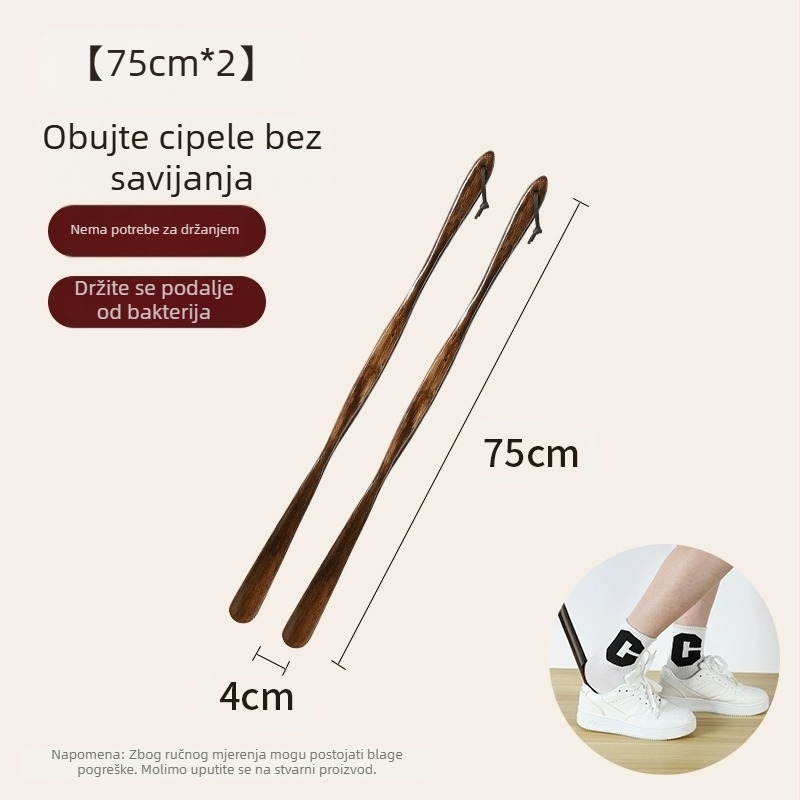 Izvlakač cipela od punog drveta za kućanstvo s dugom ručkom za starije osobe za trudnice, ne savija se, izvlači se za cipele, nosi se, artefakt za cipele, drveni izvlakač za cipele, uštedite vrijeme