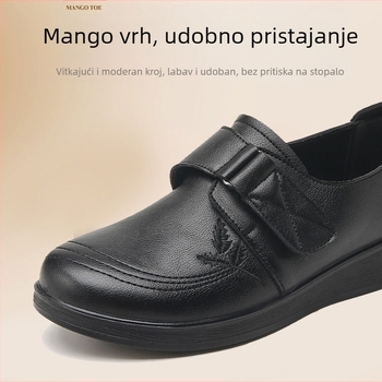 Majčine cipele od prvog sloja kravlje kože, mekanog dna, udobne pojedinačne cipele od prave kože, jesenske prozračne mliječne cipele za žene srednje i starije dobi