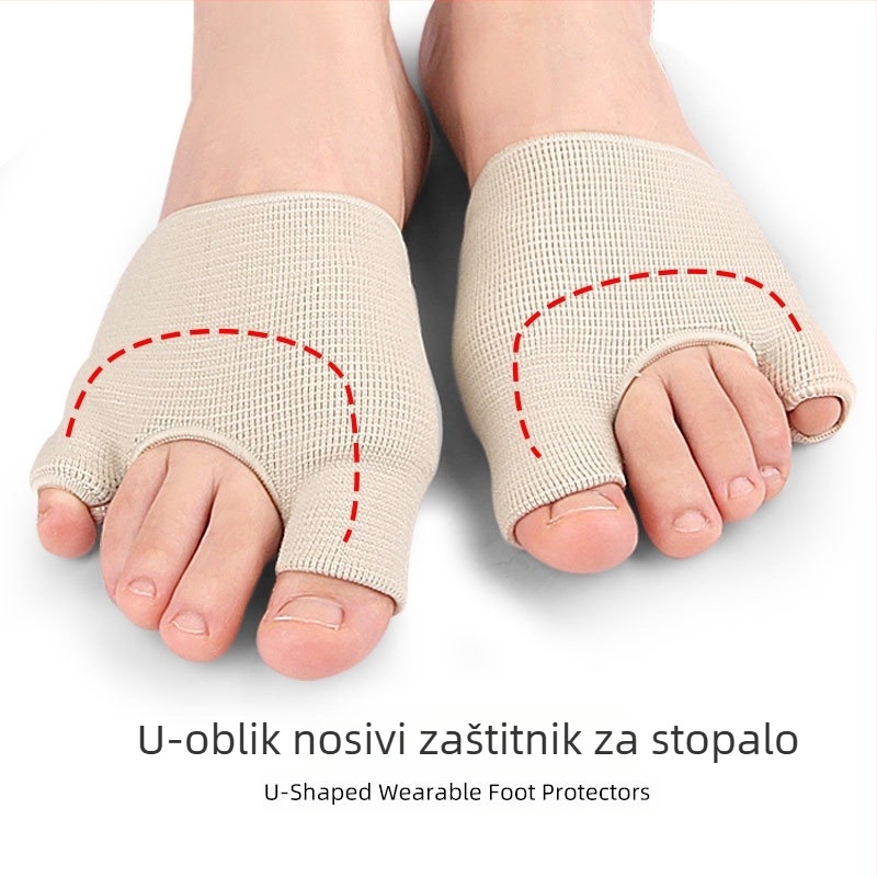 Silikonski pojas za prednji dio stopala u obliku slova U za ublažavanje boli u prednjem dijelu stopala, korekcija valgusa nožnog prsta s tri rupe, navlaka za njegu palca