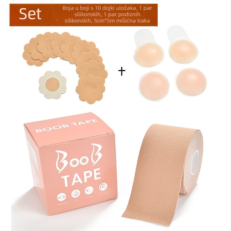 Boobtape rastezljiva tkanina bešavni flaster za podizanje grudi vodootporni silikonski flaster za grudi set