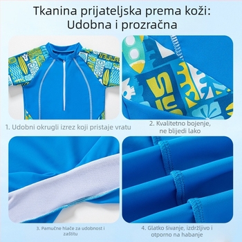 Dječji kupaći kostim za dječake 2025. Novi jednodijelni kupaći kostim za dječake srednje i velike veličine, kupaći kostim za trening s crtanim motivom, okrugli izrez, udoban