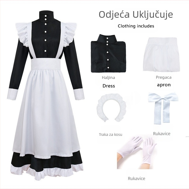 Čudesni topli kostim sluškinje, šefica Cos, slatka britanska Lolita haljina, kostim sluškinje, muški cosplay kostim, ženski