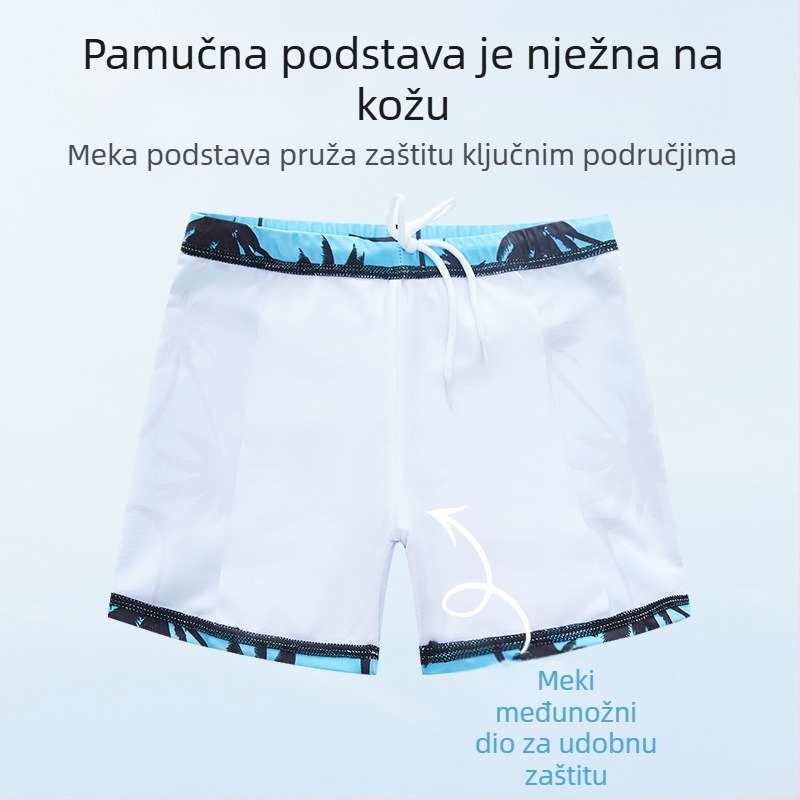 Dječji kupaći kostimi za dječake srednje i velike dobi, Split 2025., novi dječji kupaći kostim, kupaće gaće s kremom za sunčanje, kupaće odijelo s vrućim izvorima