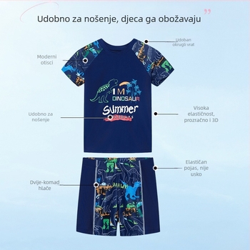 Dječji kupaći kostim 2025. Novi kupaći kostim za dječake s podjelom za djecu od 3 do 12 godina, kupaće gaće s printom crtanih dinosaura