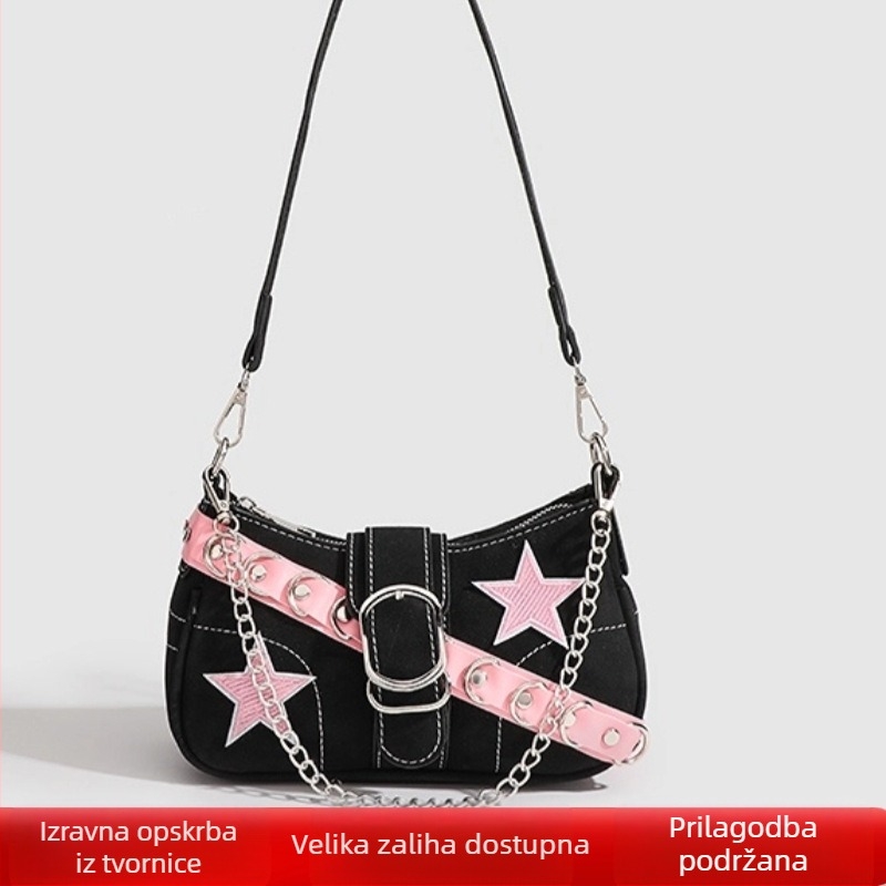 Niche Design torba za žene s jednim ramenom, nova Y2K slatka, cool, seksi, vrhunska modna torba s baguette uzorkom