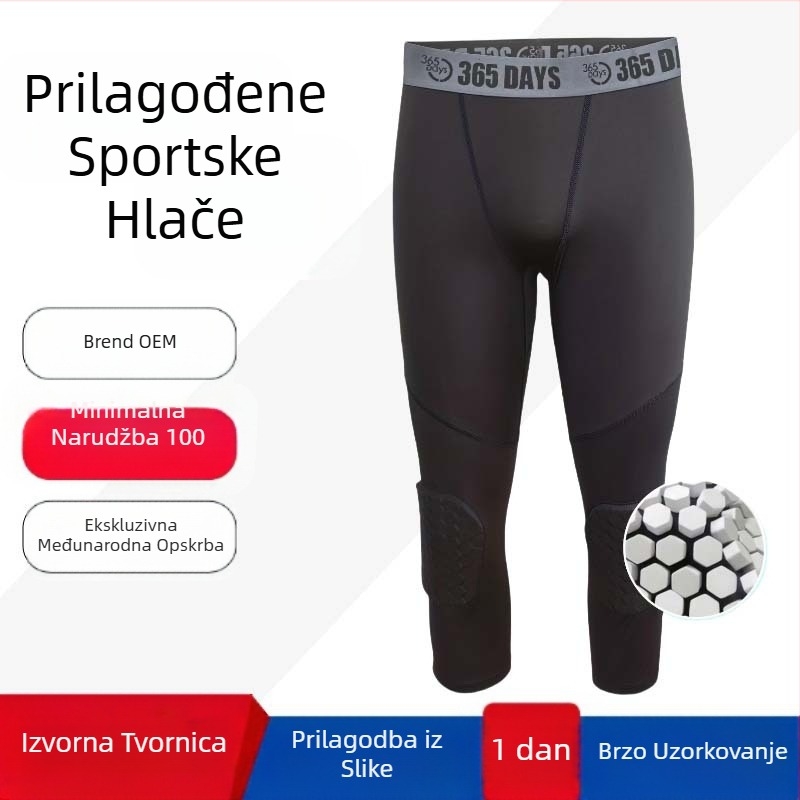 Fitness odjeća za jogu, visoko elastične, brzosušeće sportske kompresijske hlače, prilagođene košarkaške štitnike za koljena, capri hlače za muškarce