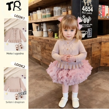 Baby Cool svileni kaki okrugli izrez top romb poluizrezan top s volanima pletenina prozračna