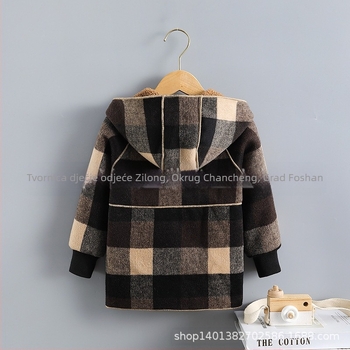 Dječji jesenski i zimski topli vuneni kaput u zapadnjačkom stilu 2022. Novi djevojački kaput s flis podstavom, zadebljani, srednje dugi, od janjećeg flisa