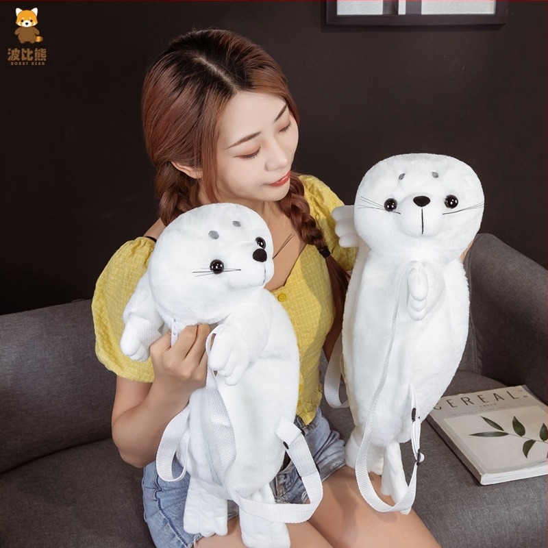 Bobi Bear Aquarium Series Bijeli ruksak za Lie-up Seals Predškolska torba Ruksak za Catch Doll Machine Prekogranični akvarij