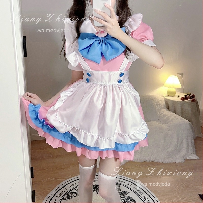 Na zalihi seksi odijelo za sluškinju ružičasto plavo mekano slatko djevojačko sluškinja slatka cosplay anime dvodimenzionalna haljina princeze