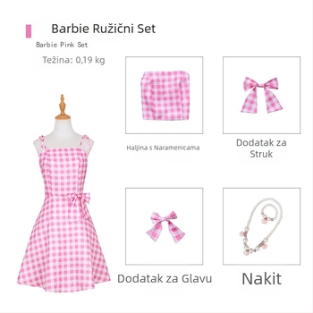 Barbie cos haljina Barbie vruća filmska ružičasta haljina Haljina za cosplay zabavu Haljina za Noć vještica