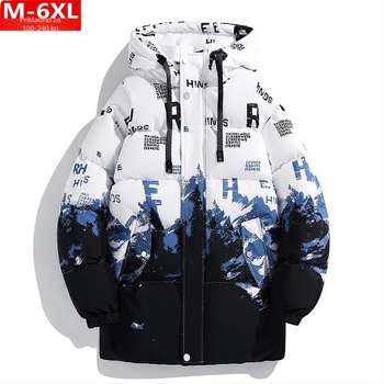 Zimski trendi muški modni kaput s kapuljačom, srednje duljine, debel, velike veličine, plus debeli, široki, topli kaput s pamučnom podstavom