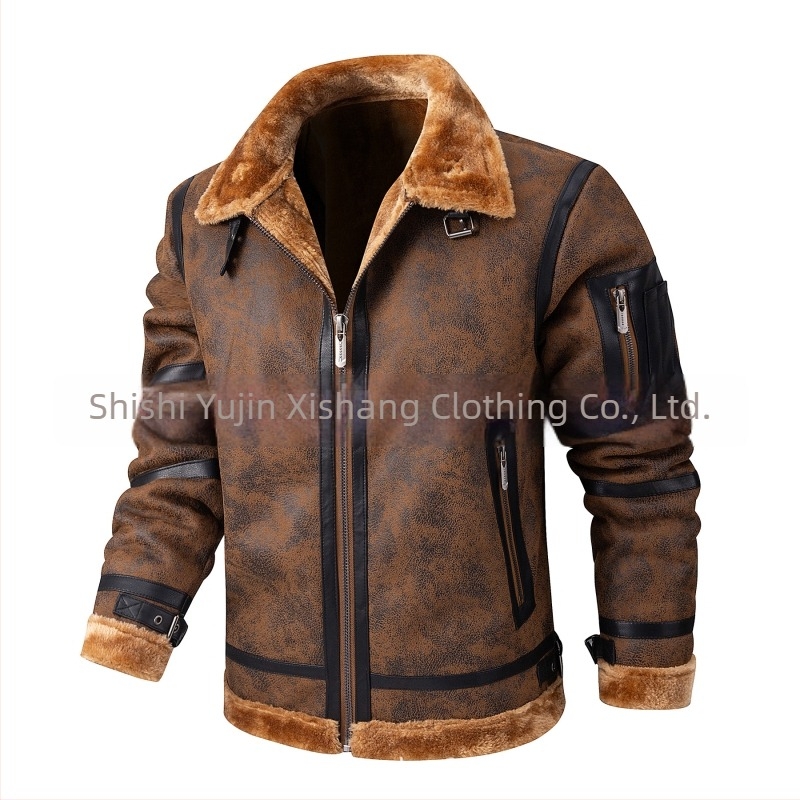 2024 Nova muška kožna odjeća Jesenska i zimska flis podstavljena zadebljanim krznom Muška kožna jakna Poslovni ležerni muški kaput