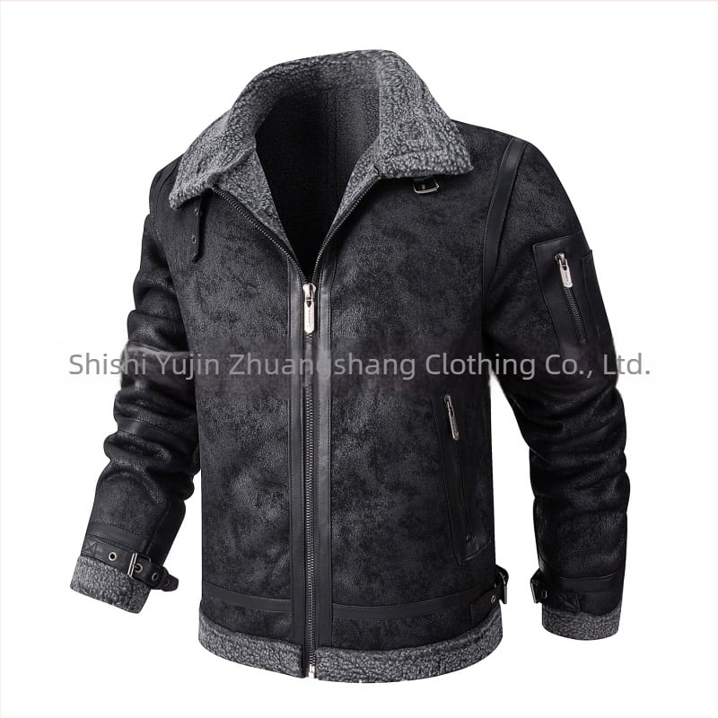 2024 Nova muška kožna odjeća Jesenska i zimska flis podstavljena zadebljanim krznom Muška kožna jakna Poslovni ležerni muški kaput