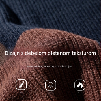 Pletenina s teksturom u boji, u obliku jama, za muškarce i žene u jesen i zimu, novi stil, japanski stil, labavi, trendi brend, debeli iglani teški pletivo