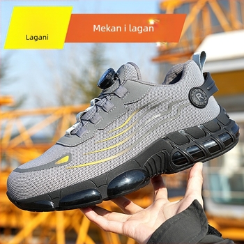 Zaštitne cipele za muškarce bez vezica preko granica, cipele za zaštitu na radu s lijeno rotirajućim gumbima, cipele otporne na habanje, lagane zaštitne cipele otporne na muhe