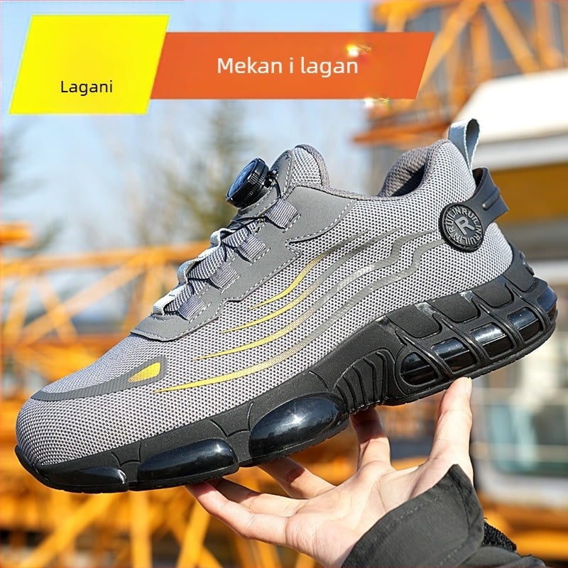 Zaštitne cipele za muškarce bez vezica preko granica, cipele za zaštitu na radu s lijeno rotirajućim gumbima, cipele otporne na habanje, lagane zaštitne cipele otporne na muhe