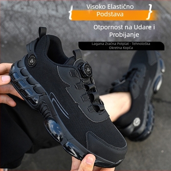 Zaštitne cipele za rad s rotirajućim gumbima, otporne na habanje, neklizajuće zaštitne cipele, prozračni zračni jastuk, lagano elastično ublažavanje, radne cipele s kevlar međupotplatom