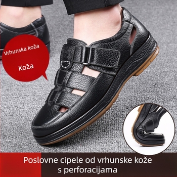 Generacija novih ljetnih muških mekih kožnih cipela s šupljim rupama, sandala, poslovno ležernih sandala s goveđim prstima