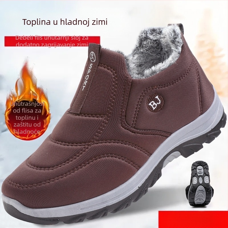 Zimske cipele od zečjeg krzna, stare pekinške tkanine, muške pamučne cipele s flis podstavom, zadebljane kuhinjske vodootporne i otporne na habanje, tople radne cipele