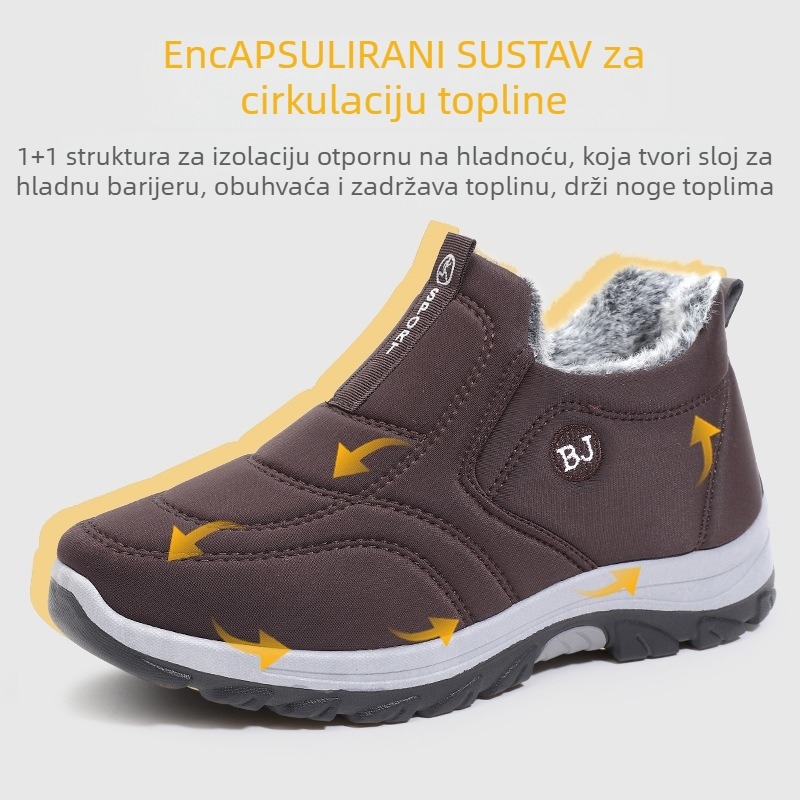 Zimske cipele od zečjeg krzna, stare pekinške tkanine, muške pamučne cipele s flis podstavom, zadebljane kuhinjske vodootporne i otporne na habanje, tople radne cipele