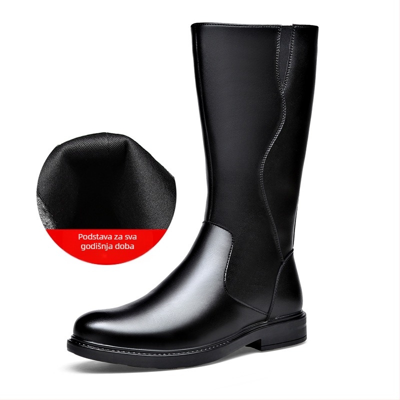 Zimske duge ležerne višenamjenske Martin čizme, moderne kožne čizme s bočnim patentnim zatvaračem, mekane i udobne muške viteške čizme s mekim dnom
