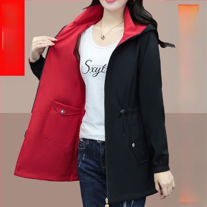 Prekogranične eksplozije proljetna vjetrovka za žene dugi kaput veleprodaja 2025 novi tanki kaput s dvostrukim poklopcem za trbuh veleprodaja