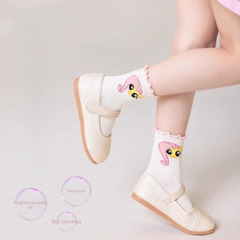 Djevojačke čarape Proljetne i jesenske dječje čarape Čipkaste princezine čarape Srednje tanke Crtane čarape s duginim ponijem Ženske čarape za sve uzraste