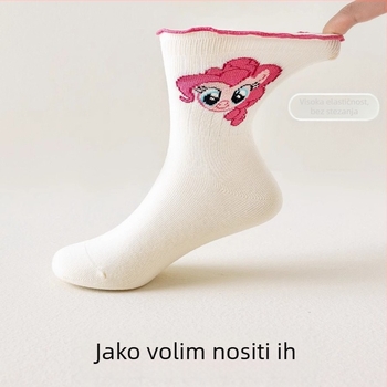 Djevojačke čarape Proljetne i jesenske dječje čarape Čipkaste princezine čarape Srednje tanke Crtane čarape s duginim ponijem Ženske čarape za sve uzraste