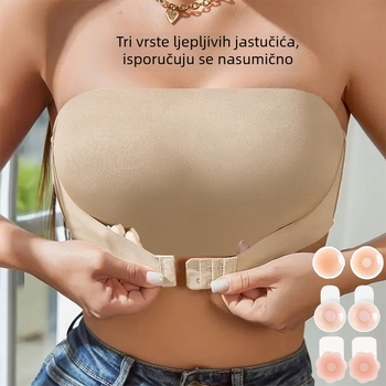 Prekogranične eksplozije, novo prednje kopčanje bez naramenica, neklizajuće bešavno, prozračno nevidljivo donje rublje plus naljepnice za prsa, jake protiv svjetlosti