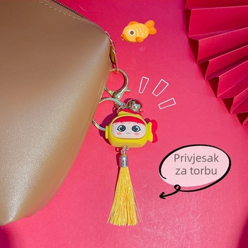 Originalni crtani slatki par godišnji privjesak za ključeve s ribom, torba, privjesak za ključeve za auto, novogodišnji poklon veleprodaja