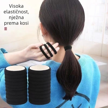 Gumena traka za kosu za žene, visoka elastičnost i izdržljivost, poznata po debelom užetu za kosu, jednostavno uže za kosu, crni prsten za kosu