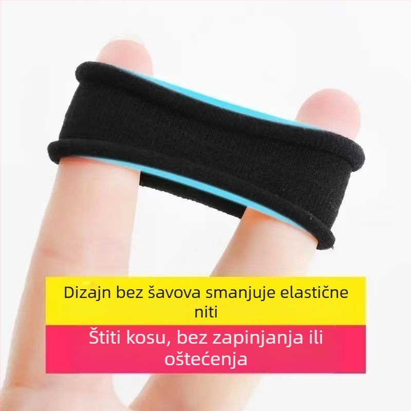 Gumena traka za kosu za žene, visoka elastičnost i izdržljivost, poznata po debelom užetu za kosu, jednostavno uže za kosu, crni prsten za kosu