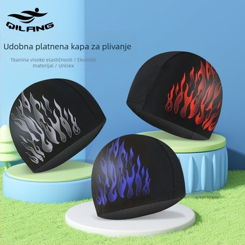 Kapa za plivanje Flame za odrasle muškarce, modni tisak, zaštita za uši od najlonske tkanine, proizvođači veleprodajnih kapa za plivanje