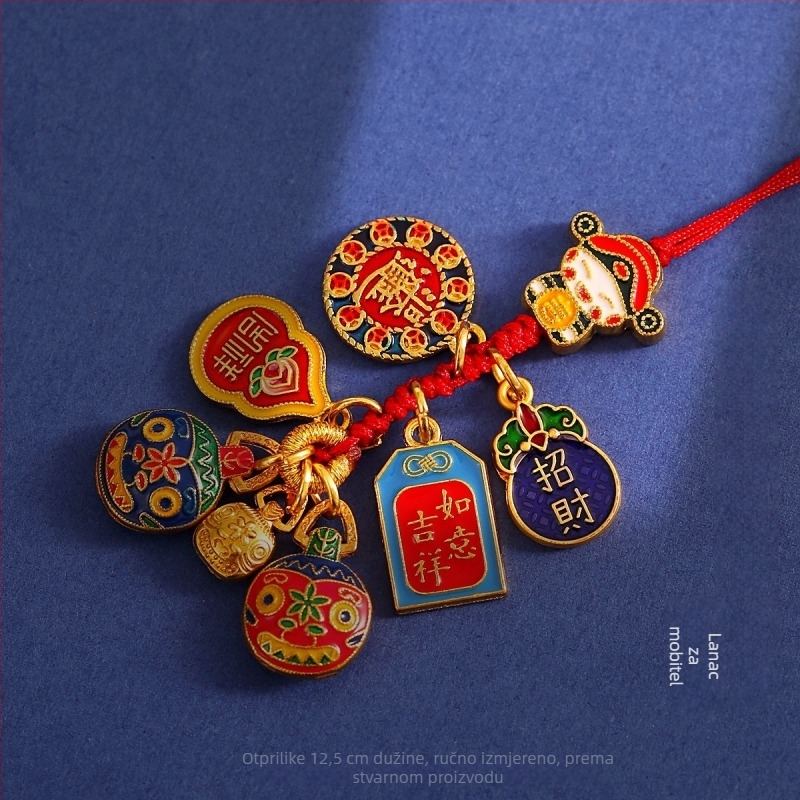 Nacionalni privjesak za ključeve od automobila Tide Vintage, pješčano-zlatni, Bog bogatstva, tkana vrećica od užeta, zmaj, viseći emajlirani zlatni privjesak za ključeve s motivom zvijeri koja guta