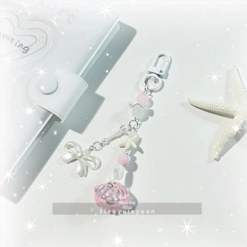 [Plava školjka] Ručno izrađeni privjesak za ključeve s plavom morskom legendom i vjetrom, torbica, lanac za kameru