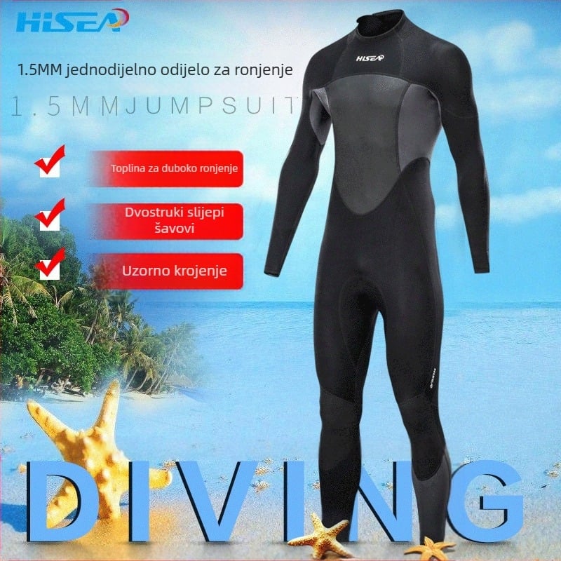 Hisea veleprodaja 1,5 mm ronilačko odijelo za muškarce, tople hlače dugih rukava, odijelo za surfanje, ronilačko odijelo za meduze na zalihi
