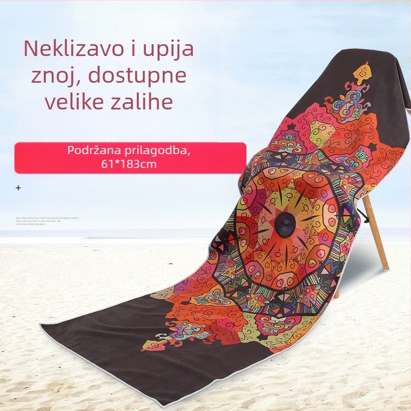 Neklizajuća dvostrana baršunasta prostirka za jogu s printom, mekana fitness ručnik za jogu od mikrovlakana za vježbanje