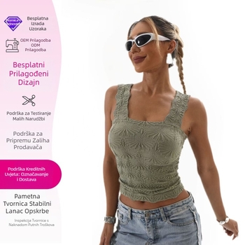 Europski i američki ljetni top bez rukava za žene 2025., plisirani, za mršavljenje, s kvadratnim ovratnikom, sportski prsluk za jogu, prekogranična veleprodaja