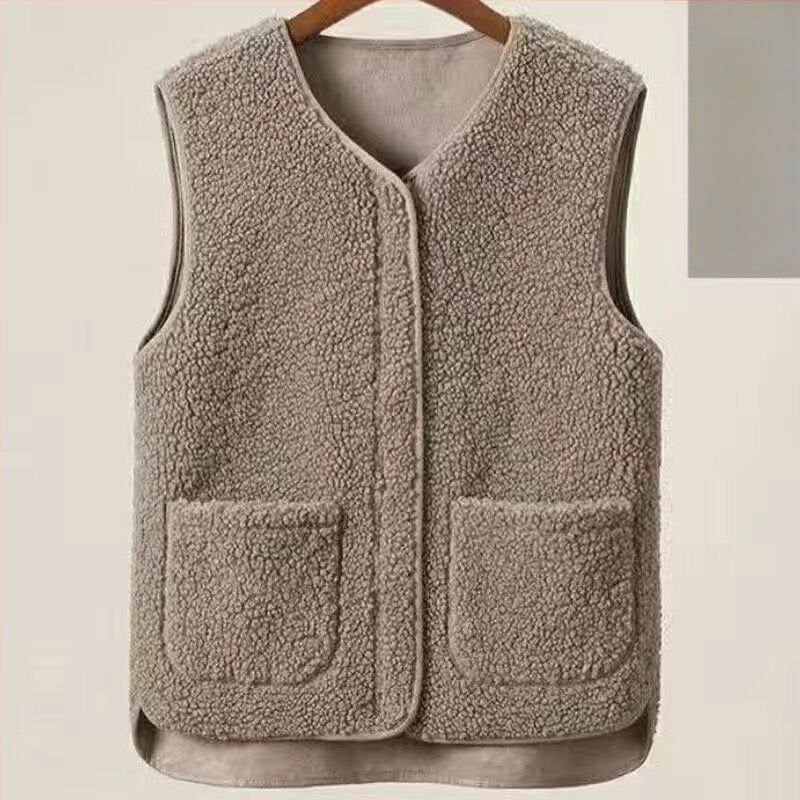 Plus Size Plus Size Plišani prsluk od janjetine za žene Zimska vanjska odjeća 2023 Novi krzneni jednodijelni prsluk Jakna