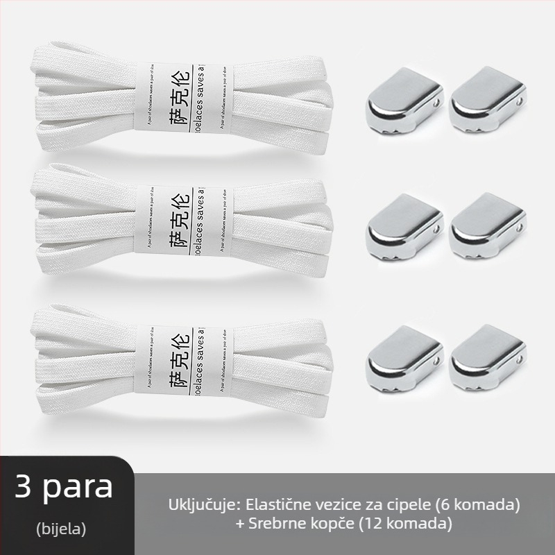 Male bijele muške i ženske cipele bez vezica, dječje labave crno-bijele ravne vezice s kopčom od užeta za vezice, bez vezica