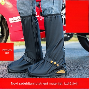 Visoka vodootporna navlaka za kišne cipele od pletenog materijala, nova integrirana vodootporna navlaka za motocikle za muškarce i žene s dugim navlakama za cipele