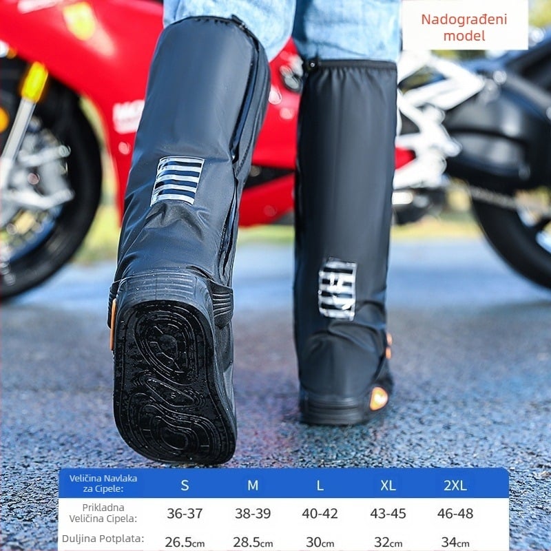 Visoka vodootporna navlaka za kišne cipele od pletenog materijala, nova integrirana vodootporna navlaka za motocikle za muškarce i žene s dugim navlakama za cipele