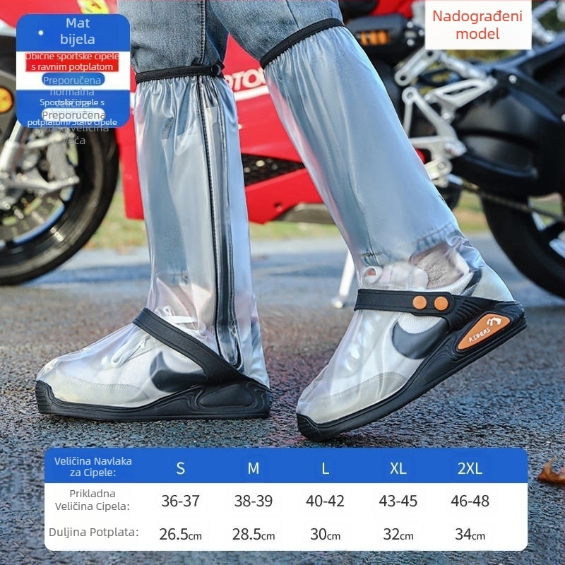 Visoka vodootporna navlaka za kišne cipele od pletenog materijala, nova integrirana vodootporna navlaka za motocikle za muškarce i žene s dugim navlakama za cipele