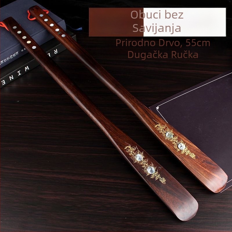 Veleprodaja mahagonijskih rukotvorina, dugih drvenih izvlakača cipela za cipele s tiskom, cipela s dugom ručkom za podizanje cipela od ebanovine, vađenje kućanskih cipela